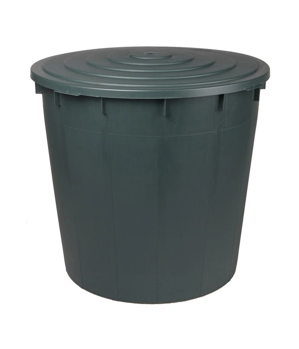 Kunststoff-Regentonne 500 L Mit Deckel, Rund, Dunkelgrün 3 Kunststoff-Regentonne 500 L Mit Deckel, Rund, Dunkelgrün
