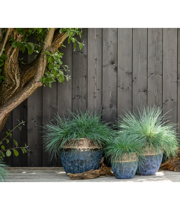 Dehner Keramik-Topf Mystras, Rund, Blau-braun 5 Dehner Keramik-Topf Mystras, Rund, Blau-braun – Bild 3