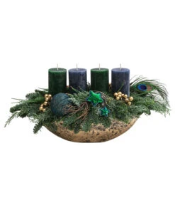 Gartenbedarf Geschäft 21 Adventsgesteck Peacock, Ca. B45/H25/T22 Cm