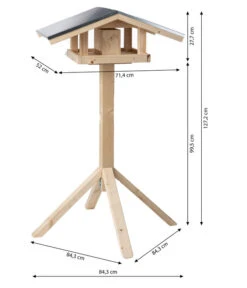 Dehner Natura Futterhaus Karwendel, Natur, Inkl. Ständer, Ca. B84,3/H127,2/T84,3 Cm -Gartenbedarf Geschäft 6622898 WE BG 001 DehnerNaturaKarwendelSatteldachStaendeNaturnew