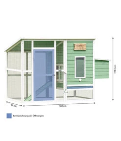 Dehner Hühnerstall Happy Farm Lotti, Hellgrün, Ca. B182/H119,5/T91 Cm -Gartenbedarf Geschäft 6897052 WE BG 001 DehnerMarkenqualitaetHuehnerstallLotti